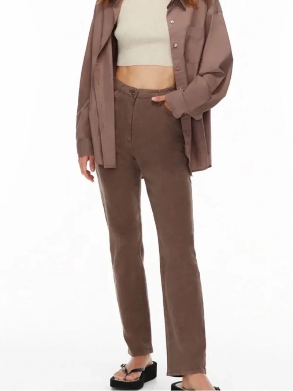 WILFRED | Melina Straight-Leg Jeans in Chocolate Brown - size 4